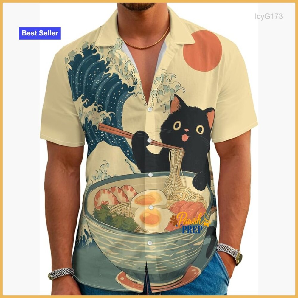 Men's Short Sleeve Button Down Hawaiian Shirt Polyester Casual Beach